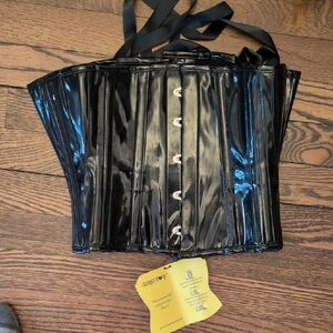 NWT Shiny Black Waist Corset